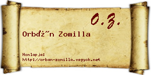 Orbán Zomilla névjegykártya